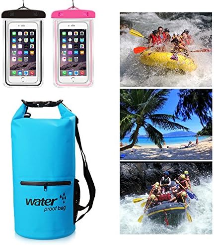 Waterproof Dry Bag Backpack for Kayaking with Extra Zipper Bags Floating Duffle Dry Gear Compression Sacks Adjustable Shoulder Straps for Boating Canoeing Rafting Hiking Camping 3 Pack (10L Blue)
