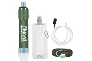 RIKMODY Personal Water Filter, 4000L Portable Water Filter Kit for Hiking, Camping, Travel, 0.01 Micron Filter with Straw, Remove 99.9% Bacteria, Reusable Outdoor Survival Equipment, Emergency Preparedness