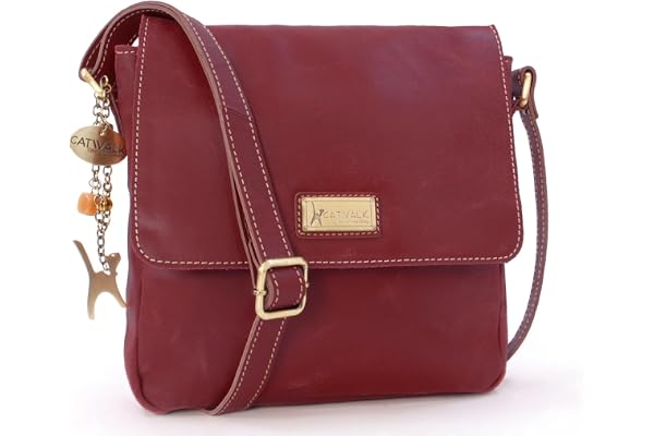 Catwalk Collection Handbags - Sac Bandoulière Femme en Cuir Vintage - Moyen Messenger Bag Avec Bandoulière Réglable - Sabine M