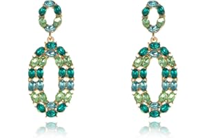 VELESAY Vert Strass Boucles d'Oreilles pour Femme Strass Cristal Boucles d'Oreilles Pendantes Brillant Boucles d'Oreilles de Mariage Mariée Gemme Strass Boucles d'Oreilles Cristal Fantaisie Boucles d'Oreilles