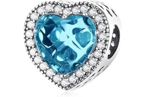 LNQOBU Colours Charm en verre de Murano en Argent Sterling 925,Breloques pour Bracelets,cœur D'amour Rose,Perle Ronde rouge Breloque pour S'adapter aux Femmes Bracelets/colliers