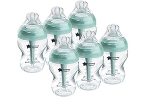 Tommee Tippee Advanced Anti-Colic Baby Bottles for 0m+, Pack of 6 260ml Baby Bottles, with Slow Flow Breast-Like Teat for a Natural Latch, Self-Sterilising and BPA Free, Baby Feeding Essentials