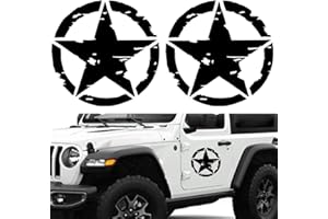 Longivia® 2 Pezzi Adesivo Stella Militare Nera – Diverse Dimensioni 25cm 20cm 15cm 10cm – Diversi colori - Adesivi 4x4 off Road Decalcomanie per Auto Moto Fuoristrada Renegade Wrangler Panda