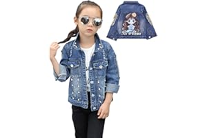 L PATTERN Chaqueta Vaquera Niña Chaqueta de Mezclilla Parche Trasero de Manga Larga para Primavera Otoño