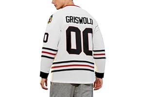 SERTAS Men's White Hockey Jersey Stitched 00 Number with Indian Print,Xmas Winter Ice Hockey Top for Sports, Camping