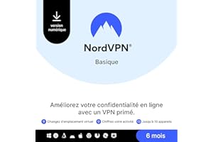 NordVPN Basique, 10 Appareils, 6 Mois, Logiciel VPN Premium, Code Numérique