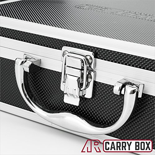 AR Carry Box® Kleine Alubox Alukoffer Aluminium Koffer Werkzeugkoffer leer 260x210x80mm Alu/Schwarz, 260x210x80mm Schwarz (Rasterschaum) - 6