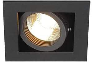 SLV Spot Set Encastrable KADUX 1 Lampe, Carré Noir, Orientable Inclinable, Clip Ressort 115510