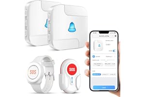 DAYTECH Notrufknopf für Senioren auf Handy, WiFi Tuya Smart Senioren Notfallknopf Alert System, Hausnotruf für ältere Patienten Behinderte,Kinder(2Empfänger+1Notruf Armband+1Tasten)