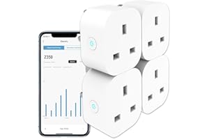 ANTELA Smart Plug with Energy Monitoring, Alexa Voice Control, 2,4GHz WiFi Plug, Smart Life APP Wireless Remote Control and Timer Function, Work with Alexa and Google Home, 13A (4 Packs)