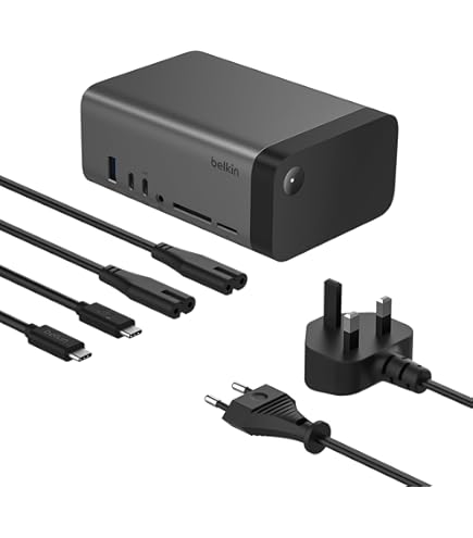 Belkin CONNECT Meerpoorts 4-in-1 USB-C dockingstation Grijs/zwart