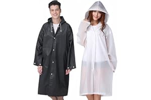 Cosowe Raincoats Rain Poncho for Adults, 2 Pack Reusable Rain Jacket Rainwear Emergency for Women Men with Hoods and Sleeves, Waterproof for Outdoors, Camping, Disney