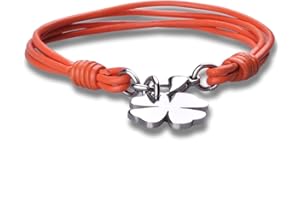 Feilok Fashion Unisex Pelle Intrecciata Quattro Foglia Bracciale Bracciale Bracciale in Acciaio Inossidabile, 8 Colori
