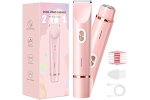 ‎BRIGIN Rasierer Damen,2-in-1 Doppelkopf Intimrasierer für Frauen mit USB-C-Laden, Damenrasierer Elektrisch für Gesicht, Beine und Arme, Bikini Trimmer mit Wasserdichter Trimmerkopf, Leicht zu Reinigen