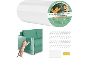 Lewondr Anti Scratch Cat Furniture Protector, 11.8 x 118 Clear Couch Protector for Cats, Single Side Cat Scratching Deterrent Training Tape with 40 Pins + 40 Nano Tapes for Sofa, Couch, Carpet, Door