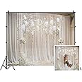 AOFOTO 10x8ft White Tulle Wedding Ceremony Backdrop Curtain with Flowers Engagement Bridal Shower Photography Backdrop Drapes for Wedding Decorations Fiancee Girls Birthday Party Photo Studio Props