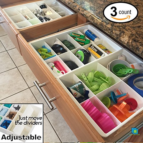 Uncluttered Designs Verstellbare Schubfächer Trennfächer Für Aufbewahrung & Ordnung In Schubladen (3er Pack)