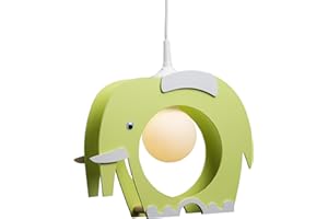 Elobra enfants lampe plafonnier suspension éléphant, chambre d'enfant, bois, vert tilleul, A + +