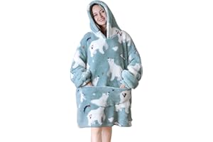 Queenshin felpa con cappuccio oversize Felpa portatile per le donne, confortevole coperta di flanella corpo coperta
