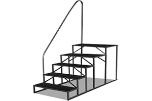 FRUYYZL Scaletta 5 Gradini con Maniglia, Scala 5 Gradini Larghi per Camper Piscina Antiscivolo, Scaletto di Sicurezza in Acciaio per auto da campeggio max 300 kg, Scaleo a gradini per portico casa mobile