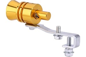 MARVELLOUS Silbato de escape con sonido turbo para coche, silenciador, simulador de válvula de descarga automática, accesorio universal de aleación de aluminio para todos los modelos de vehículos(M-Oro)