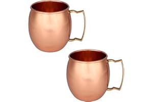 Zap Impex Moscow Mule kubek miedziany – zestaw 2 szt. – w 100% ręcznie wykonane kubki z czystej masywnej miedzi przeznaczonej do kontaktu z żywnością – wysokiej jakości szkło miedziane o pojemności 16