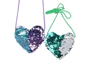 WHATUNEED Mini sacs à bandoulière en forme de cœur à paillettes brillantes pour petites filles