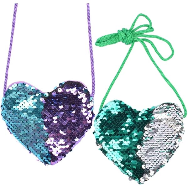 Portamonete A Cuore Con Paillettes Per Bambine - 6 Pezzi, Tracolla Regolabile, Regalo Ideale - Foto 8