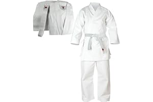 Senshi Japan Karate Gi Uniform | 100% Cotton Lightweight Martial Arts Outfit & White Belt for Training & Sparring | Taekwondo, Tang Soo Do, Shotokan, etc. | For Adults & Kids