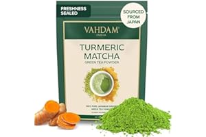 VAHDAM, Thé Vert Matcha Au Curcuma (100 Grammes) | Poudre De Thé Matcha 100% Pure D'origine Japonaise | Matcha Culinaire Classique Du Japon