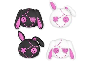 PlayVital Joystick Caps für PS5 für PS4 Controller, Thumbstick Kappen Stick Aufsätze für Xbox Series X/S,Xbox One,Schutzkappen Zubehör Analogstick Cover für Switch Pro Controller(Süße Punk-Hasen)