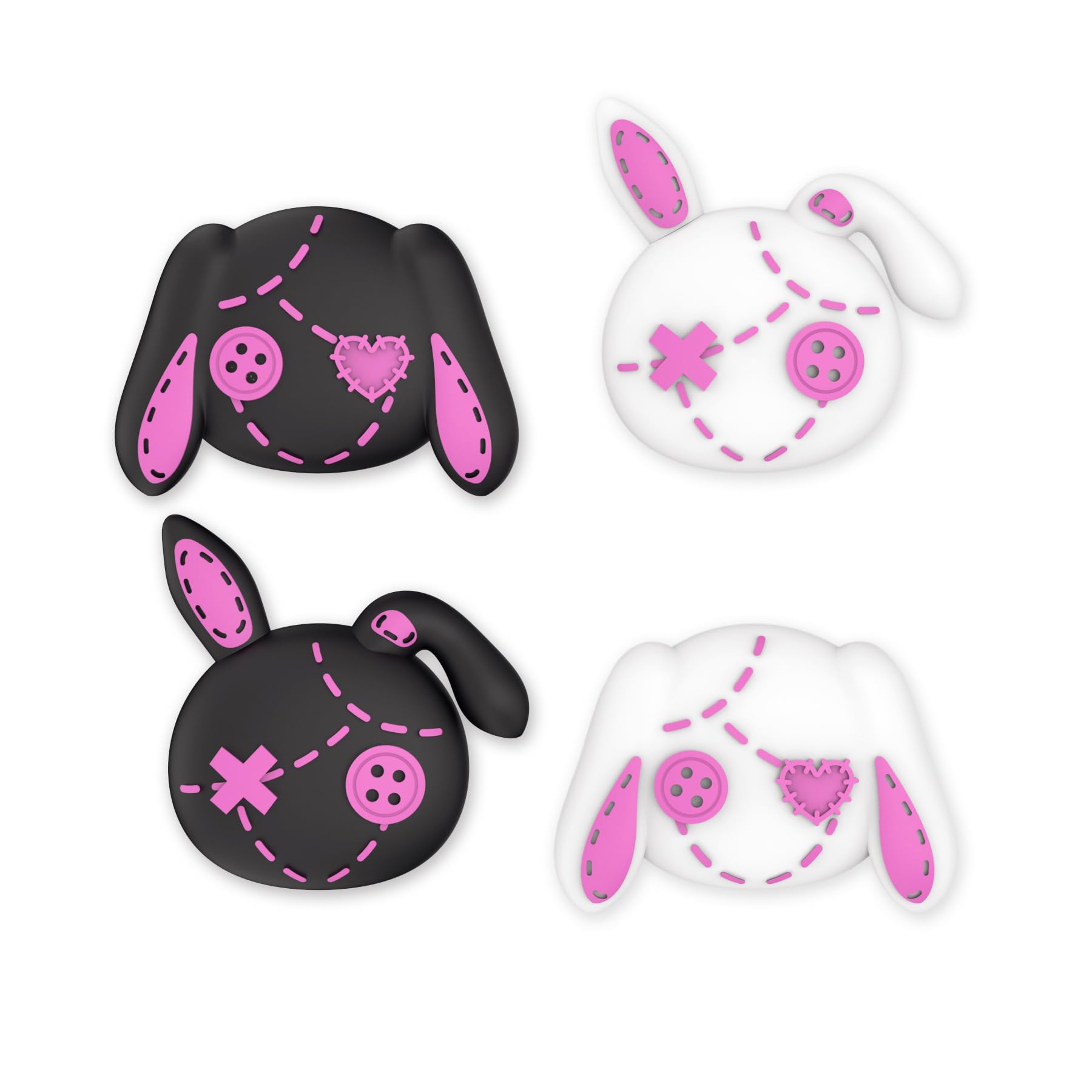 PlayVital Cute Thumb Grip Caps for PS5/PS4 Controller, Silicone Analog Stick Caps Cover for Xbox Series X/S, Thumbstick Caps for Switch Pro Controller - Lovely Punky Bunnies - 1