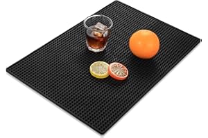 BIEMIAN Barmatte, Bar Matte, Abtropfmatte Geschirr Schwarz, 45 x 30 cm Gummimatte Küche Service Matte Rutschfest für Theken Küche Club Cocktail Kaffee Bar Zubehör, Schnelltrocknend Abtropfständer