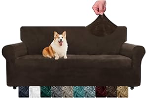 CHELZEN Housse de canapé en Velours 3 sièges Housses de canapé Extensibles épaisses (3 Places, Café Foncé)