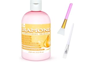 WEYSTOM Updated Diamond Painting Sealer - 250ML with Silicone Brush and Bristle Brush | 5D Diamond Painting Glue Sealer for Permanent Hold & Shine Effect (8.5 FL.OZ)