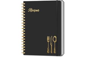 LuBudingJoy Blank Recipe Book to Write in Your Own Recipes. Sprial Hardcover Blank Cookbook, Recipe Journal Hold 130 Recipes(Black)