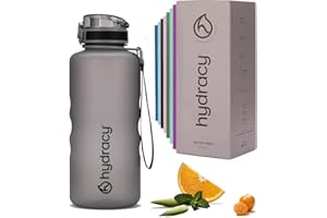 Hydracy Water Bottle with Time Marker - Large 2 Litre BPA Free Bottle & No Sweat Sleeve - Leak Proof Gym Bottle with Fruit Infuser Strainer & Times to Drink - Ideal for Fitness, Sports & Outdoors