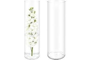 Olrla vases à Fleurs en Acrylique Transparent - Vase cylindrique en Plastique incassable pour Arrangements Floraux, centres de Table de Mariage, Bricolage (40x10 and 40x12cm)