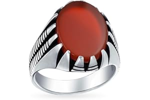 BLING JEWELRY Bijoux Les Motards Personnalisé Paires De Paires D'Animaux Grande Pierre Gemme Cabochon Ovale Signet Déclaration Bagues Pour Hommes Argent .925 Fait À La Main En Turquie Oxydé Personnalisable