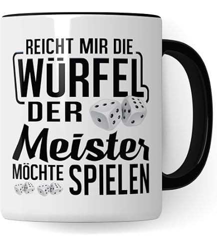 D&D Rollenspiel Tasse – „Hüte Dich Vor Dem Lächeln Des Meisters“ Mit D20 Motiv, 330 Ml, Spülmaschinenfest