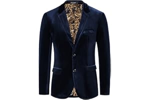 PaulJones Mens Blazer Velvet Jacket Christmas Blazer Two Button Suit Tuxedo Jacket