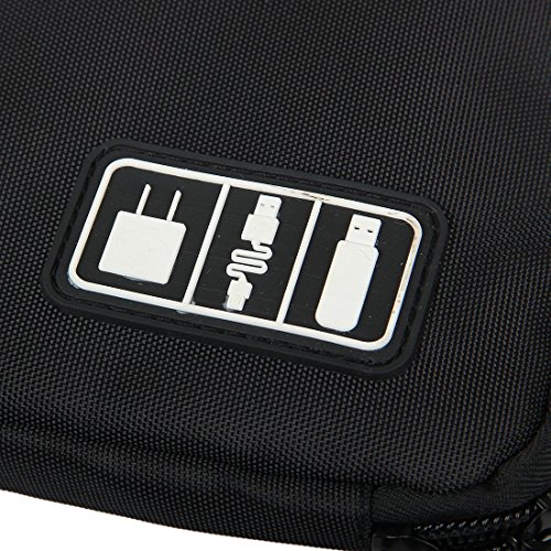 BAIGIO Unisex Tragbare Reisetasche für Electronisches Zubehöre Tasche Case Tragetasche Wasserdicht für USB Drive Shuttel Festplatte Kabel und sonstiges Zubehör,Schwarz - 5