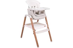 Tutti Bambini Nova Highchair - 7-in-1 Portable High Chair, Baby Chair with Feeding Tray, Washable Seating & Travel Bag, Folding High Chairs for Babies (Scandinavian Walnut/Ecru)
