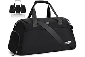 Enloffi Sporttasche Reisetasche Wasserdicht Sporttaschen für Damen und Herren Handtaschen mit Nassfach & Schuhfach tragbar Gepäcktasche Groß Handgepäck Trainingstasche Yogatasche leichte, Negro