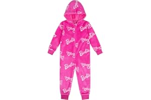 Barbie Girls Pink Fleece Sleepsuit Kids Childrens Onesie