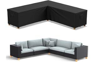 BROSYDA Funda Exterior Muebles Jardin en Forma de L 222x286x82x80cm, 600D Funda Sofa Exterior Impermeables con Salida de aire, Impermeables, Resistentes al Desgarro, Funda para Sofá de Esquina