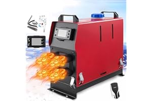 sports flyfree 5KW - 8KW 12V Air Diesel Heater Vehicle Heater Set 4 Holes Parking Fast Heating with LCD Display For Truck, Boat, Motorhomes, Touring Car, Campervans, Caravans (Red-Black)