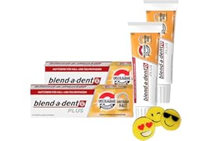 GENERISCH 2er Bundle für Blend-a-Dent Plus Unschlagbare Bisskraft Haftcreme - 2 Tuben, je 40g - für Teil-Prothesen und Vollprothesen - geschmacks-neutral + 1 Radierer von ManyMore