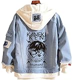 Cosstars Tokyo Ghoul Anime Denim Hoodie Jacket Adult Cosplay Jeans Coat