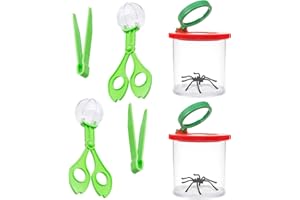 TULEBOLIAN Insektenbeobachtungskit, Becherlupe, 6 Stück, Lupendose, 2 Stück, Insektenfänger Scherenzange, 2 Pinzette, Insekten Beobachtungsbox, für Kinder, unisex, Beobachtungsgabe, Entomologie